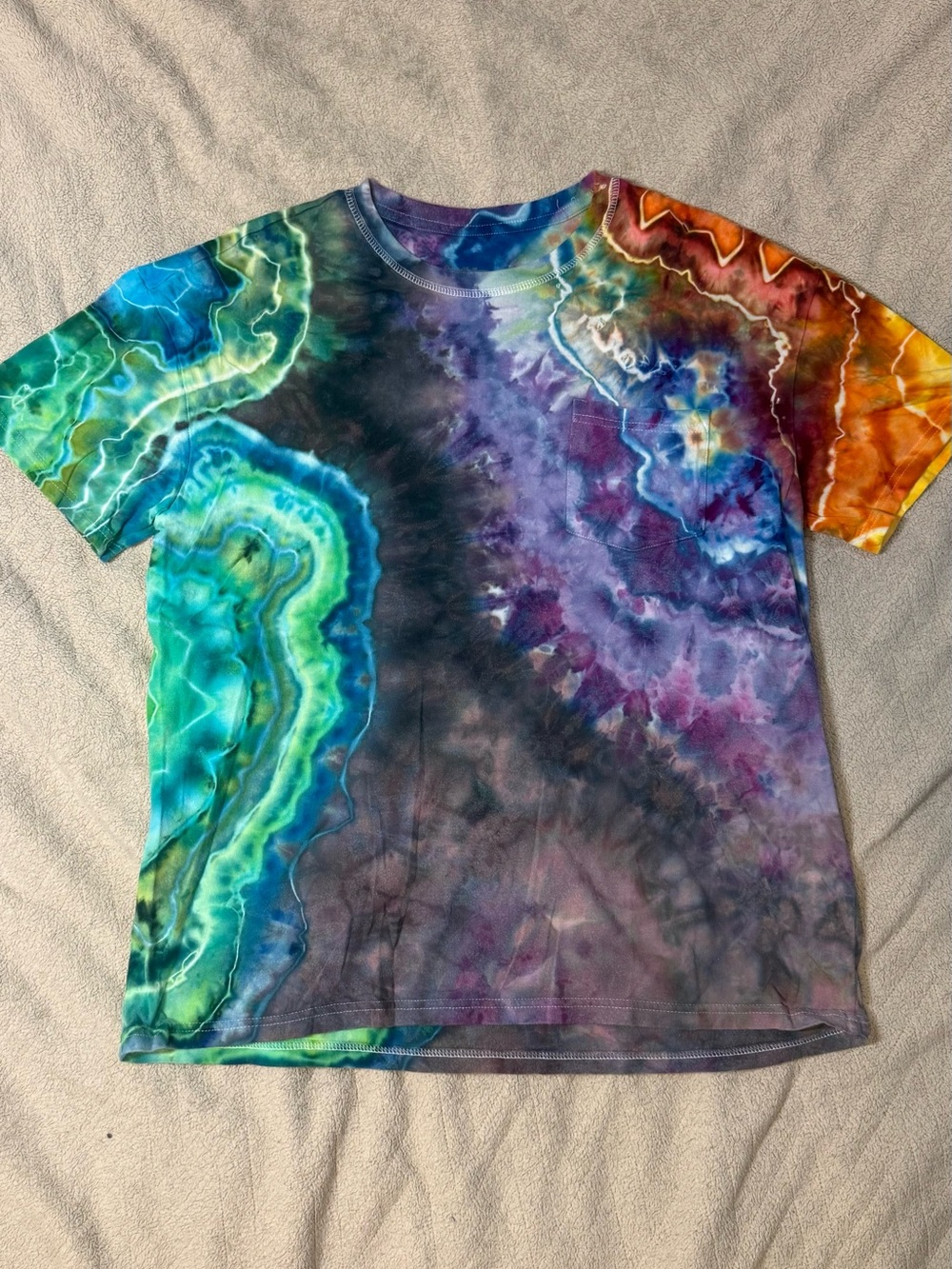 Goodfellow & Co Multicolor Tie-Dye Short Sleeve Tee — Blue Green Purple Orange